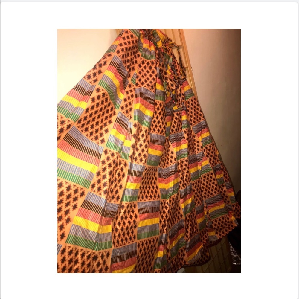 NEW Ethnic Print Pull-on Pleated Maxi A-line Skirt